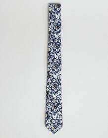 Синий галстук с цветочным принтом ASOS DESIGN - Синий 1329372