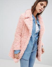 Розовое пальто из искусственного меха River Island - Розовый 1322645