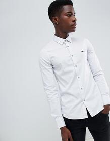 Белая приталенная рубашка со сплошным принтом логотипов Emporio Armani ea7 1312446