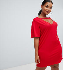 Красное платье-футболка с ремешком на груди Boohoo Plus - Красный 1350591