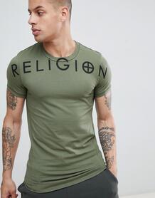 Обтягивающая футболка цвета хаки Religion - Зеленый 1317127