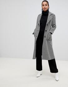 Пальто в ломаную клетку с добавлением шерсти и поясом Helene Berman 1295949