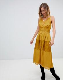 Длинное платье с кружевной отделкой Moon River - Желтый 1344729