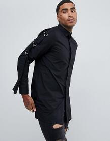 Черная длинная рубашка ASOS DESIGN - Черный 1288056