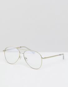 Золотистые очки-авиаторы с прозрачными стеклами Quay Australia 1340651