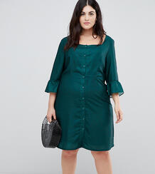 Чайное платье в горошек на пуговицах Glamorous Curve - Зеленый 1331748