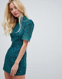 Кружевное платье с высоким воротом Fashion Union - Зеленый 1312128