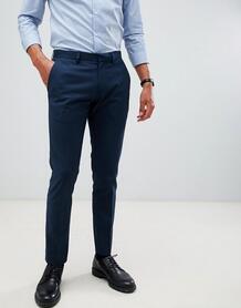 Темно-синие строгие брюки зауженного кроя Burton Menswear 1357016