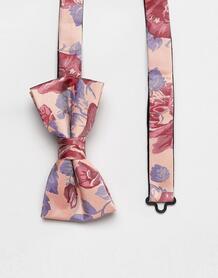Розовый жаккардовый галстук-бабочка с цветочным рисунком Moss London MOSS BROS 1322682