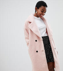Фактурное двубортное пальто из шерсти Glamorous Petite - Розовый 1301778