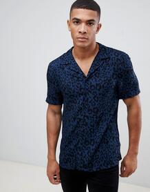 Темно-синяя рубашка с леопардовым принтом New Look - Темно-синий 1348435