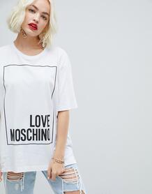 Футболка с блестками на логотипе Love Moschino - Белый 1330833