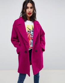 Фактурное двубортное пальто ASOS DESIGN - Розовый 1253017
