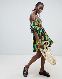 Платье с открытыми плечами и ананасами ASOS Made In Kenya x Julie Aden 1194969