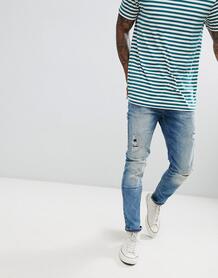 Синие узкие джинсы с рваной отделкой Only & Sons - Синий 1343500