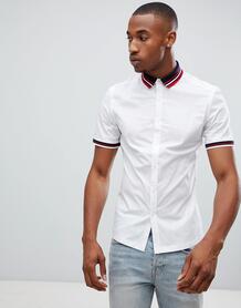 Белая приталенная рубашка с воротником и манжетами в рубчик ASOS DESIG ASOS DESIGN 1328639