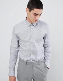 Фактурная приталенная рубашка с длинными рукавами Moss London - Серый MOSS BROS 1346803