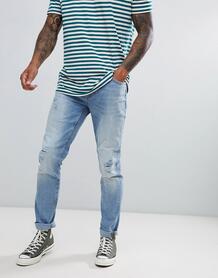 Голубые узкие джинсы с рваной отделкой Only & Sons - Синий 1343499