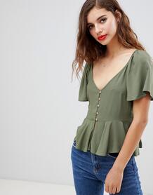 Блузка на пуговицах ASOS DESIGN - Зеленый 1332377