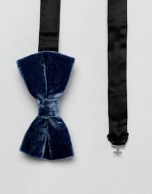 Синий бархатный галстук-бабочка Moss London - Синий MOSS BROS 1322675