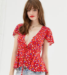 Блузка с цветочным принтом и завязкой Reclaimed Vintage inspired 1311256