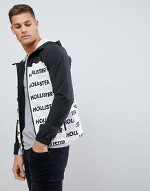 Легкая куртка без подкладки с капюшоном и логотипом (черный/белый) Hol Hollister 1299109