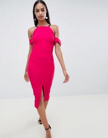 Платье с вырезами на плечах и разрезом Vesper - Розовый 1335696