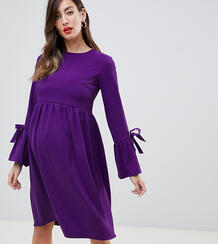 Фиолетовое приталенное платье с длинными рукавами Queen Bee 1336884