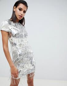 Платье-футляр мини с бахромой из бусин ASOS EDITION - Мульти 1305126