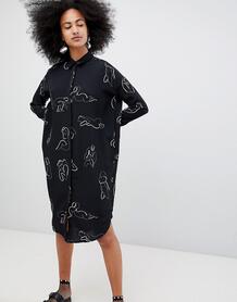 Платье-рубашка с принтом и карманом River Island - Черный Monki 1350998