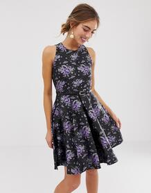 Короткое приталенное платье с принтом Closet London - Мульти 1352146