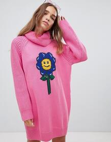 Платье-футболка с цветочной отделкой Lazy Oaf - Розовый 1281549
