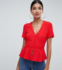 Красная блузка с баской и пуговицами Missguided Tall - Красный 1344642
