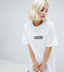Белая oversize-футболка с принтом логотипа Crooked Tongues - Белый 1344184