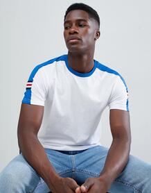 Белая футболка с отделкой лентой Burton Menswear - Темно-синий 1356984