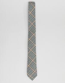 Узкий галстук горчичного цвета в серую клетку ASOS DESIGN - Зеленый 1341065