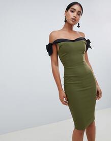 Облегающее платье с контрастной отделкой Vesper - Зеленый 1335361