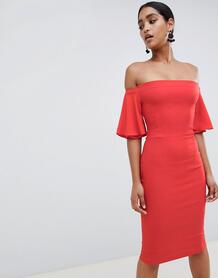 Платье миди с оборками на рукавах Vesper - Красный 1335721
