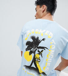 Свободная футболка с принтом Crooked Tongues - Синий 1328371