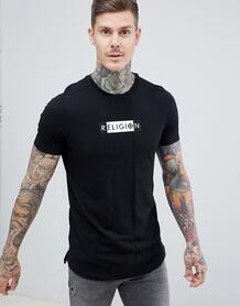 Черная обтягивающая футболка со вставкой Religion - Черный 1317113