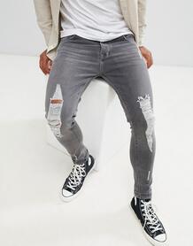 Светло-серые выбеленные джинсы скинни Brave Soul - Серый 1315131