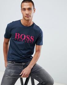 Темно-синяя футболка с контрастным логотипом BOSS - Темно-синий Boss Orange 1315770