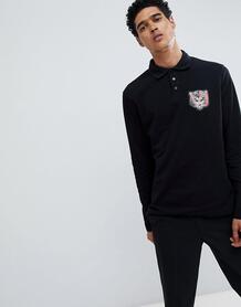 Черная футболка-поло с длинными рукавами и маленьким логотипом Versace VERSACE JEANS 1306501