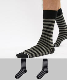 2 пары полосатых носков с контрастной пяткой Selected Homme - Черный 1303980