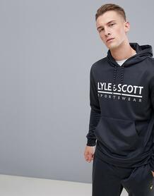 Худи черного цвета с крупным логотипом Lyle & Scott Fitness Cheviot 1296435