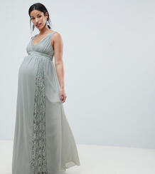 Платье макси с кружевными вставками Little Mistress Maternity 1291947
