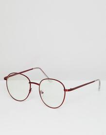 Круглые очки с прозрачными стеклами в красной металлической оправе ASO ASOS DESIGN 1287773