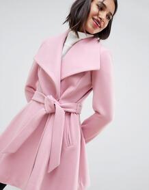 Пальто с каскадным воротником и поясом ASOS DESIGN - Розовый 1253024