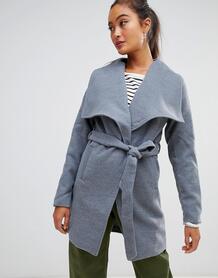 Пальто с каскадной отделкой и поясом Parisian - Серый 1239115