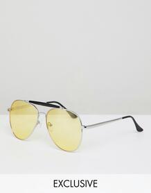 Солнцезащитные очки-авиаторы с желтыми стеклами Reclaimed Vintage Insp 1231797